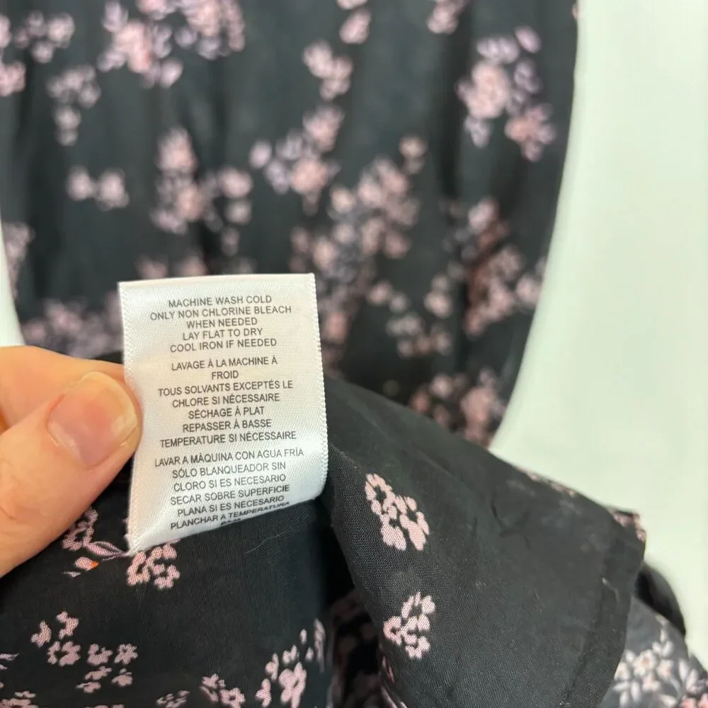 NWT Velvet Graham & Spencer India Printed Black Floral Dress Women’s Large Lined - Picture 7 of 9